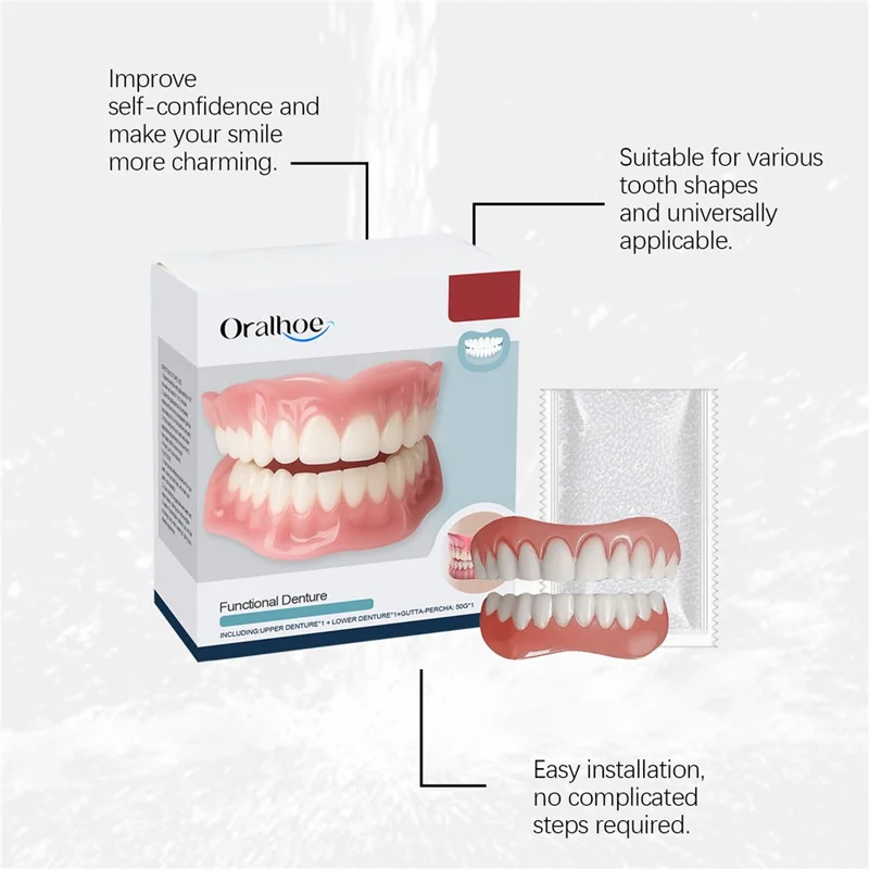 ORALHOE OR-A04-0430-01 Denture Cosmetic Kit Upper / Lower False Teeth for DIY Smile Transformation