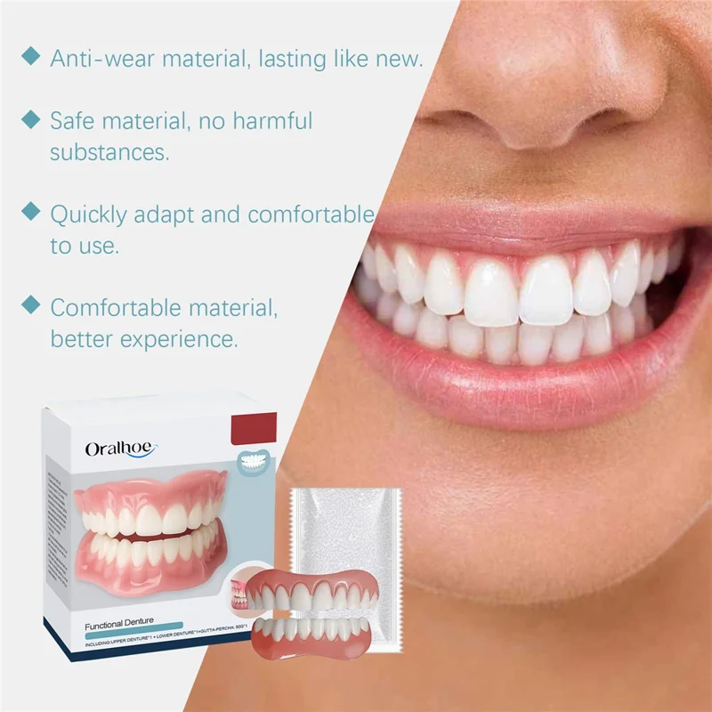 ORALHOE OR-A04-0430-01 Denture Cosmetic Kit Upper / Lower False Teeth for DIY Smile Transformation
