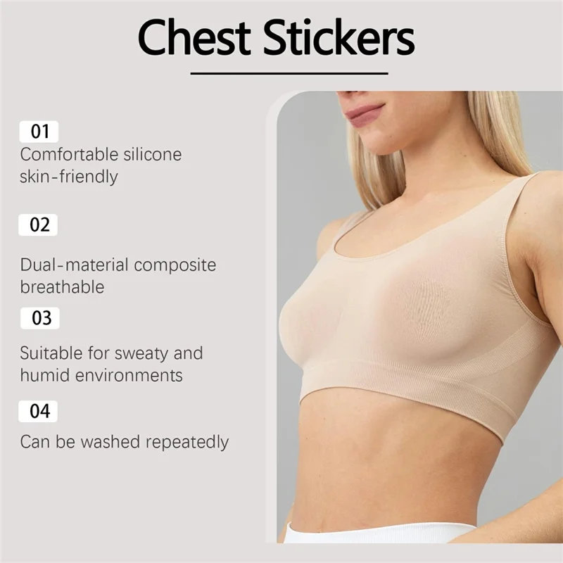 ZERILUNA ZE-A06-0001-01 Silicone Round Cup Boob Tape Breathable Adjustable Buckle Nipple Covers for Breast Lift