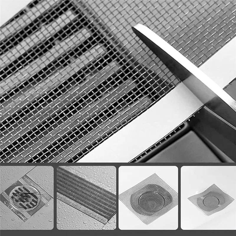 Self-Adhesive Drain Hair Catcher 7cm x 10m Disposable Shower Drain Mesh Sticker Rectangular Filter for Bathroom Kitchen