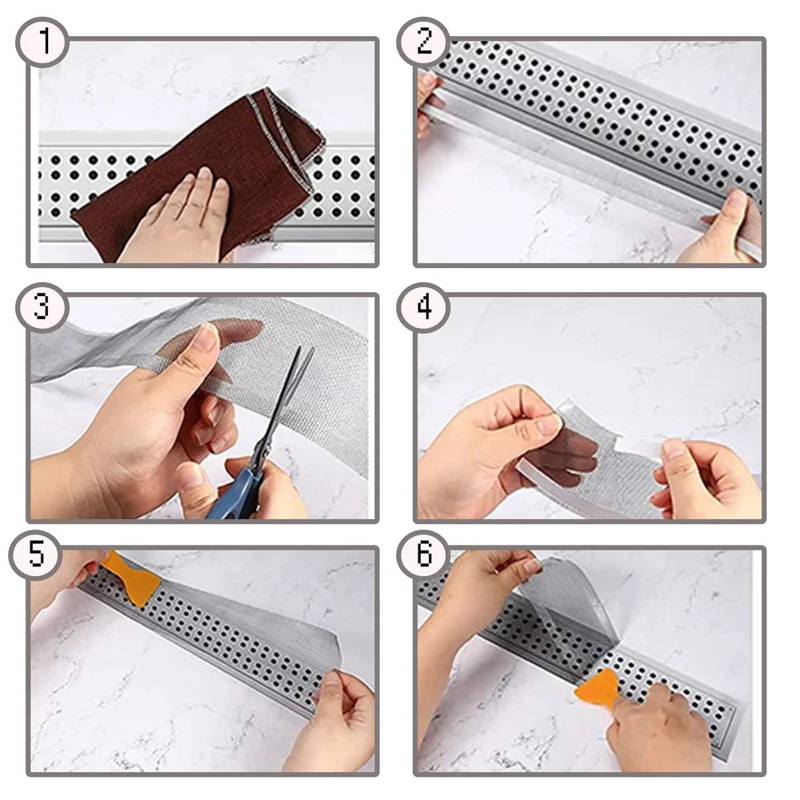 Self-Adhesive Drain Hair Catcher 12cm x 5m Disposable Shower Drain Mesh Sticker Rectangular Filter for Bathroom Kitchen