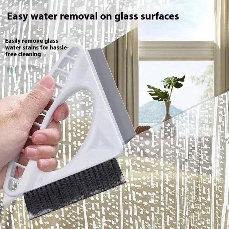 3 in 1 Window Cleaning Tool Triangle Countertop Cleaner Brush Household Glass Squeegee TPR Scraper