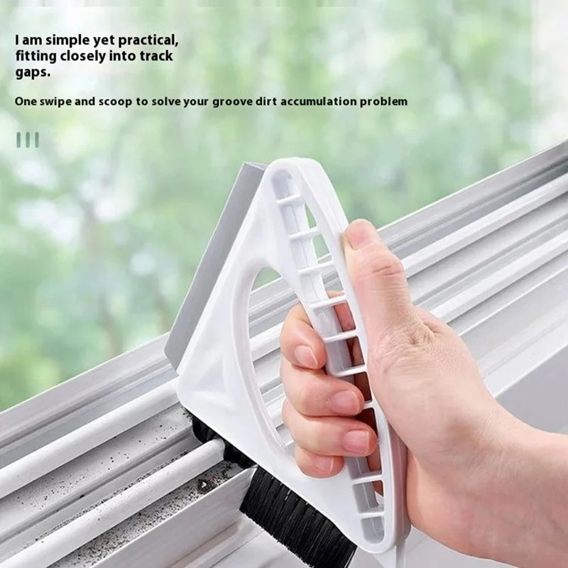 3 in 1 Window Cleaning Tool Triangle Countertop Cleaner Brush Household Glass Squeegee TPR Scraper