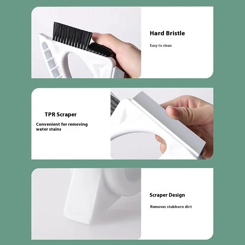 3 in 1 Window Cleaning Tool Triangle Countertop Cleaner Brush Household Glass Squeegee TPR Scraper