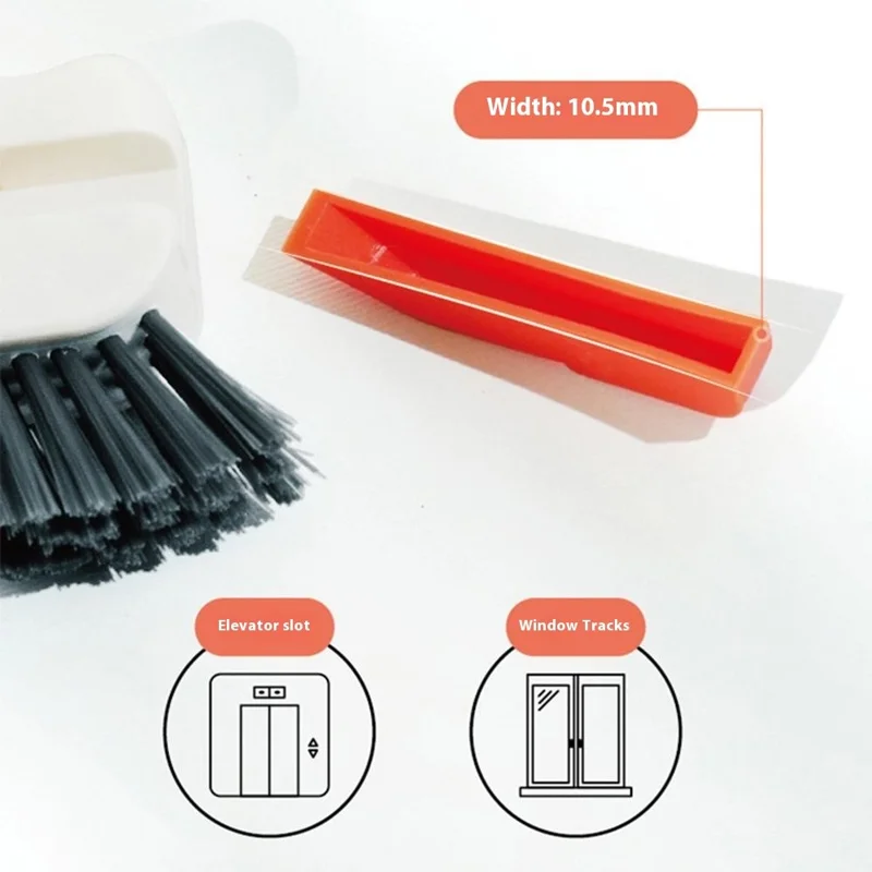Limpiador de raíles de ventanas 2 en 1 Cepillo Mango de PP Herramienta de limpieza de ranuras con rascador desmontable - Naranja