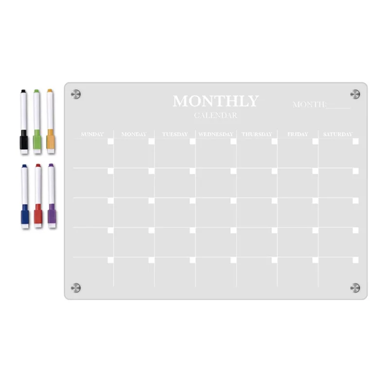 Tableau magnétique transparent en acrylique pour réfrigérateur, format A3, planning mensuel et messages