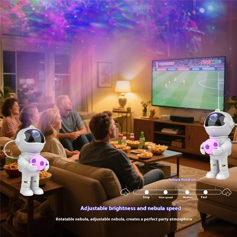 YLQ-L4 Proiettore Notturno con Astronauta che Regge una Stella del Calcio, Lampada dell'Atmosfera Galattica con Telecomando - Bianco