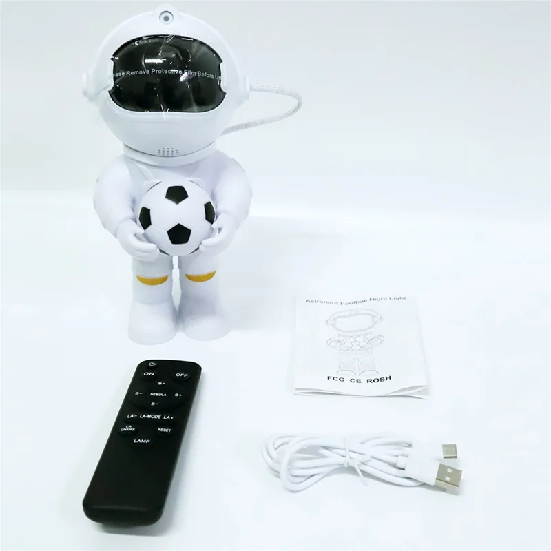 YLQ-L4 Proiettore Notturno con Astronauta che Regge una Stella del Calcio, Lampada dell'Atmosfera Galattica con Telecomando - Bianco