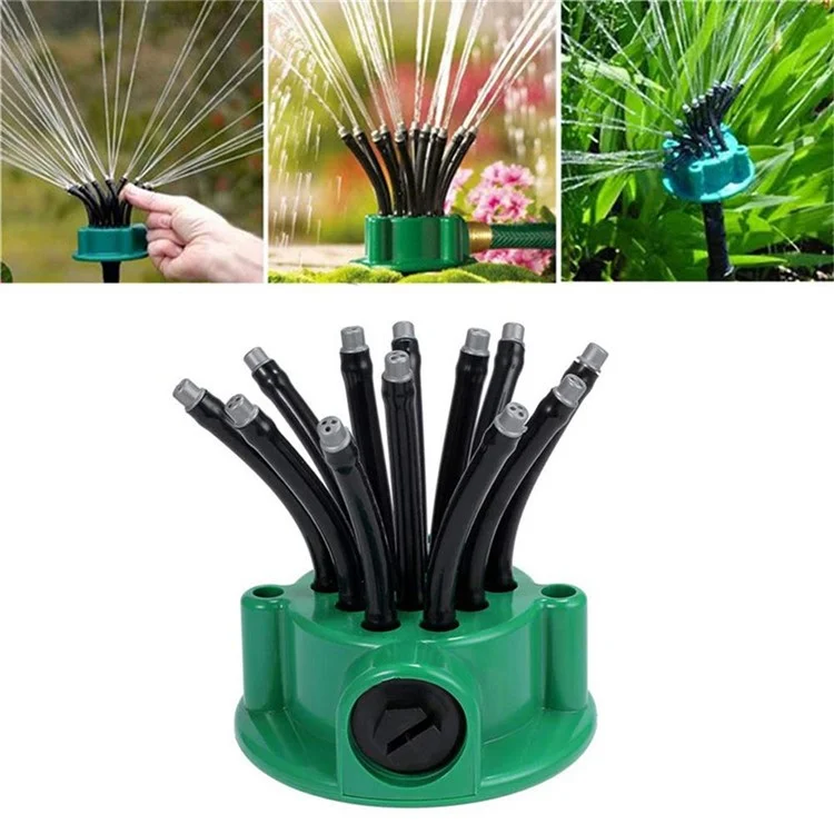 Irrigatore da Giardino a 360 Gradi Automatico, Impianto di Irrigazione per Giardino Multiplo Regolabile da Esterno