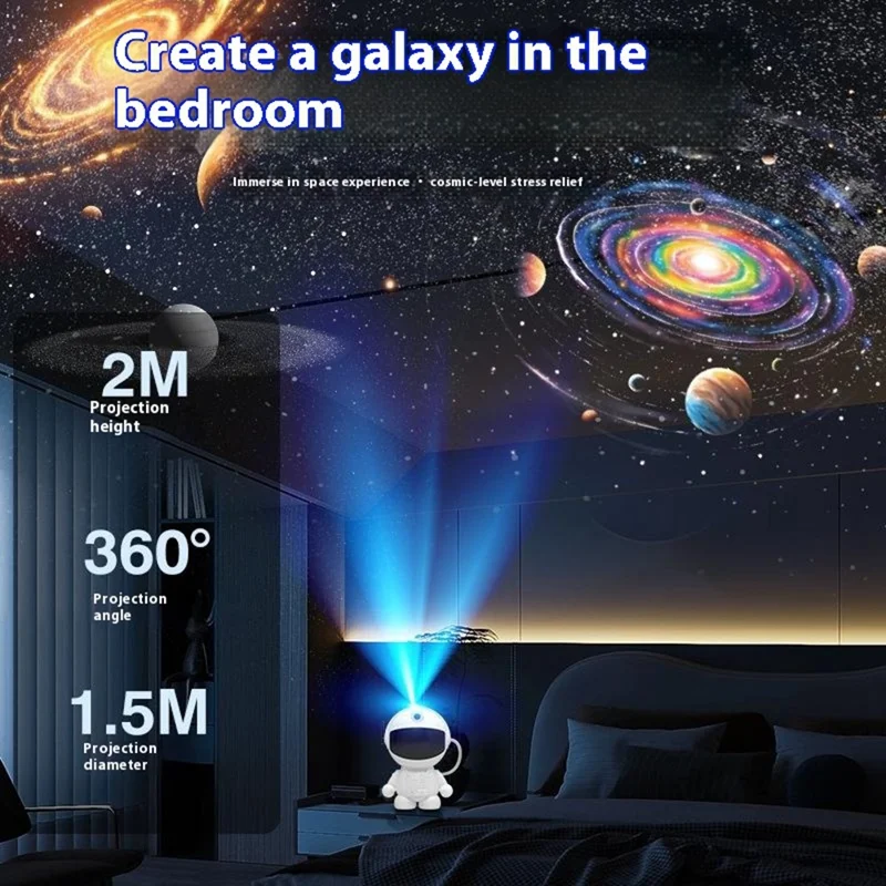 HT-FO5 Astronaut Galaxie Projektor Nachtlicht für Schlafzimmer Sternenhimmel Atmosphäre Lampe mit 3 Filmscheiben