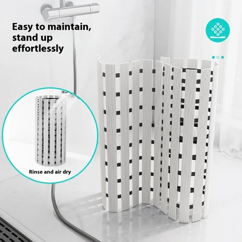 43 x 67cm Bathroom Absorbent PVC Non Slip Mat Fast Drainage Foldable Shower Foot Pad - White