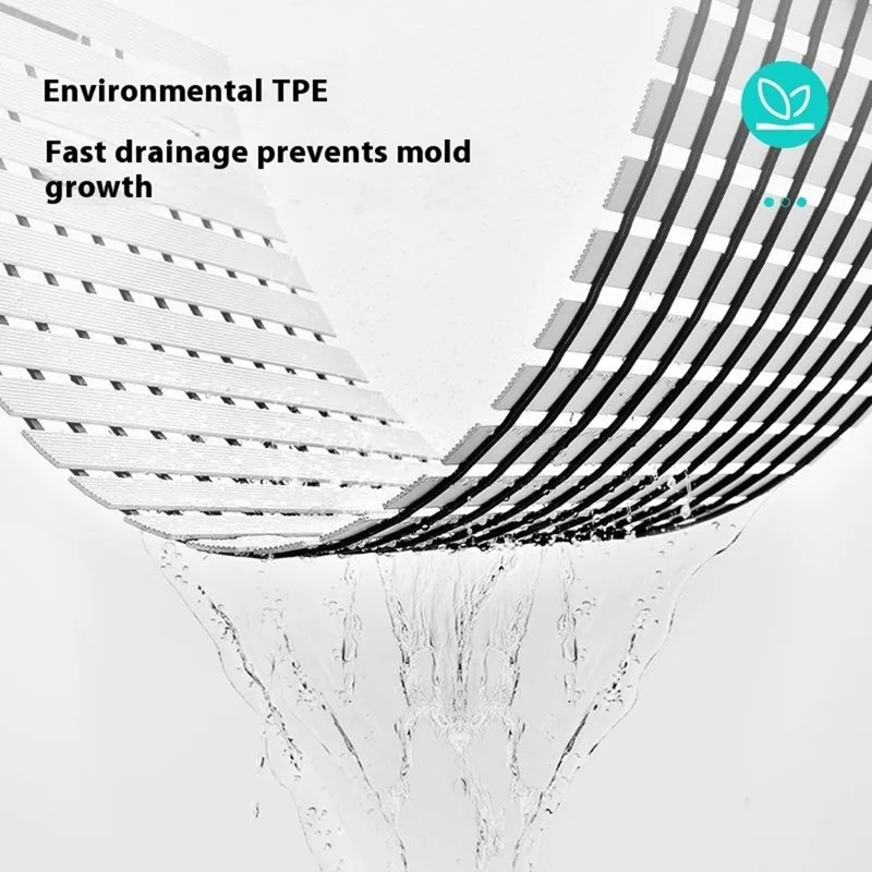 43 x 67cm Bathroom Absorbent PVC Non Slip Mat Fast Drainage Foldable Shower Foot Pad - White