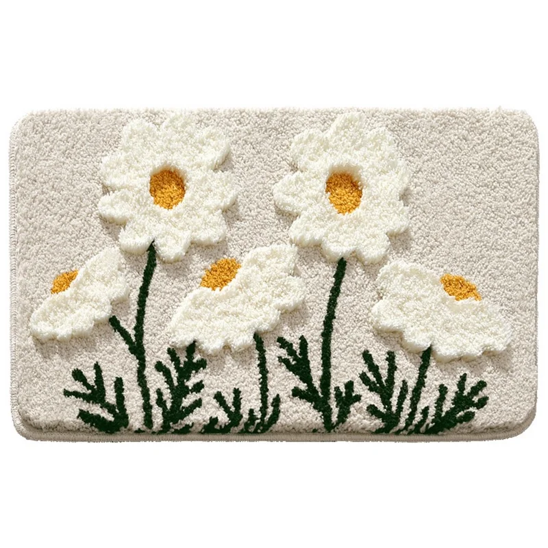 40 x 60cm Floral Pattern Quick Dry Microfiber Bath Mat Ultra Absorbent Non Slip Bathroom Rug - Style A