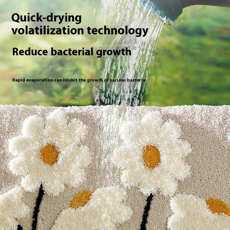 40 x 60cm Floral Pattern Quick Dry Microfiber Bath Mat Ultra Absorbent Non Slip Bathroom Rug - Style A