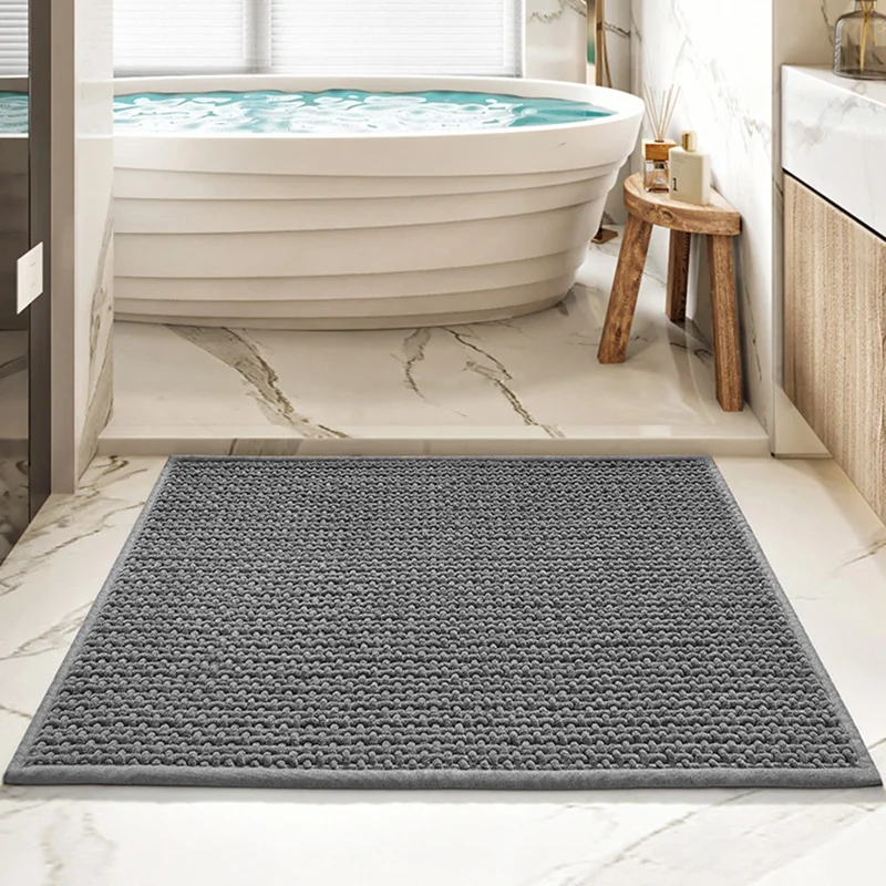 Tappetino da bagno 40 x 60 cm in Ciniglia Morbida, Asciugatura Rapida, Color Grigio Scuro, Ultra Assorbente e Antiscivolo