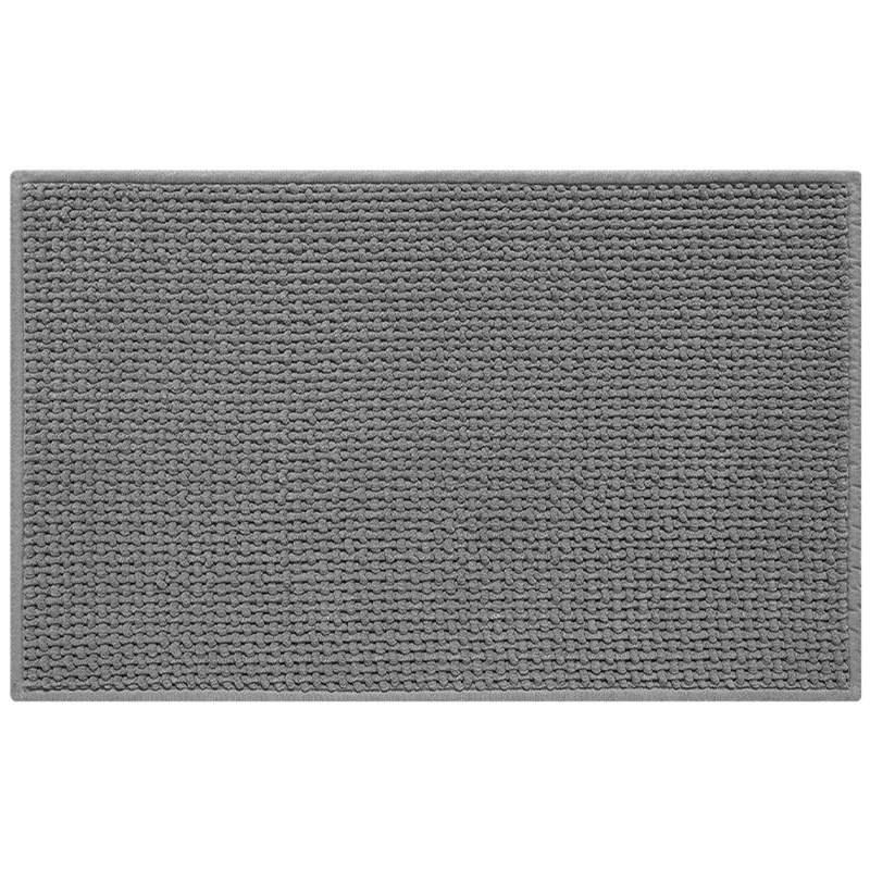 Tapete de Banheiro 50 x 80cm em Chenille Macio, Secagem Rápida, Cor Sólida, Ultra Absorvente, Antiderrapante - Cinza Escuro