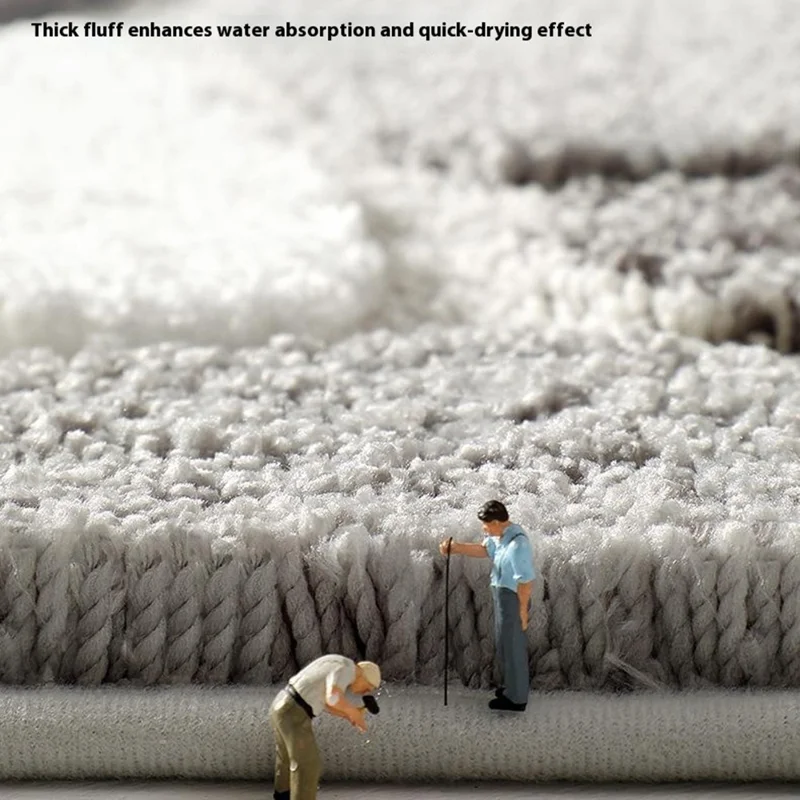 Tapete de Banheiro 40 x 60cm Textura de Pedra Microfibra Macia Secagem Rápida Ultra Absorvente Antiderrapante - Marrom
