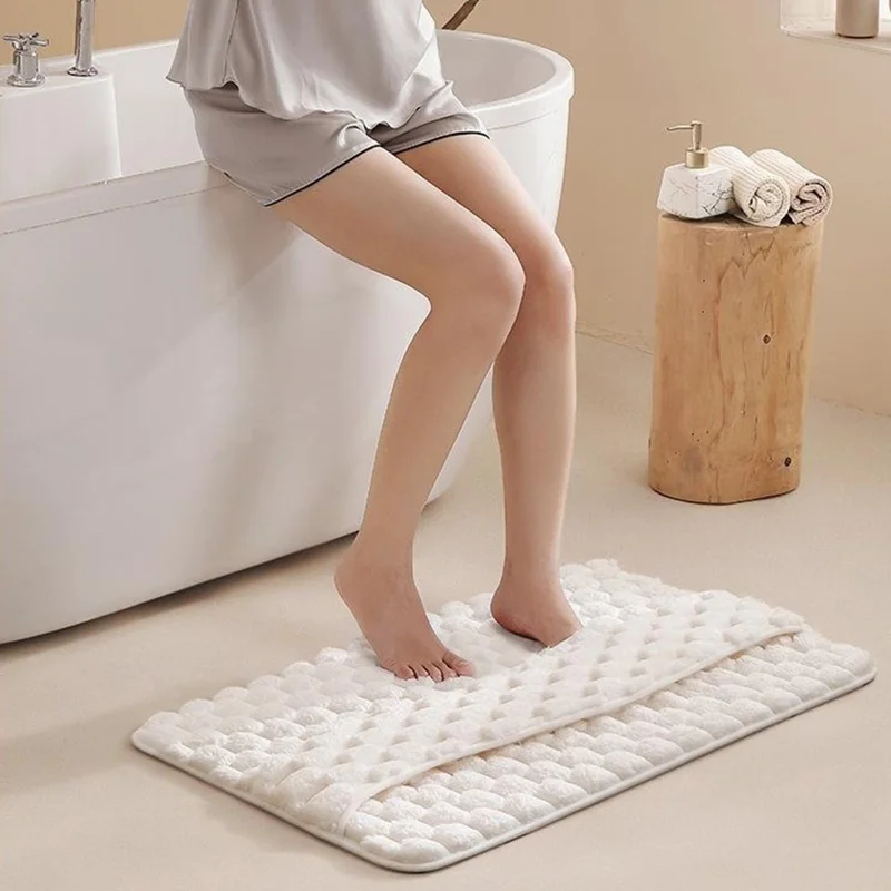 40 x 60cm 3D Textured Memory Foam Bathroom Mat Absorbent Non Slip Shower Rug Quick Dry Floor Mat - Dark Grey