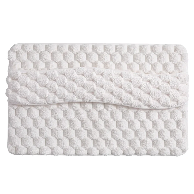 50 x 80cm 3D Textured Memory Foam Bathroom Mat Absorbent Non Slip Shower Rug Quick Dry Floor Mat - White