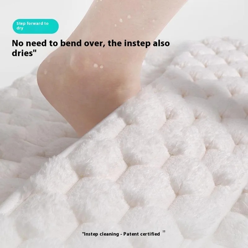 50 x 80cm 3D Textured Memory Foam Bathroom Mat Absorbent Non Slip Shower Rug Quick Dry Floor Mat - White