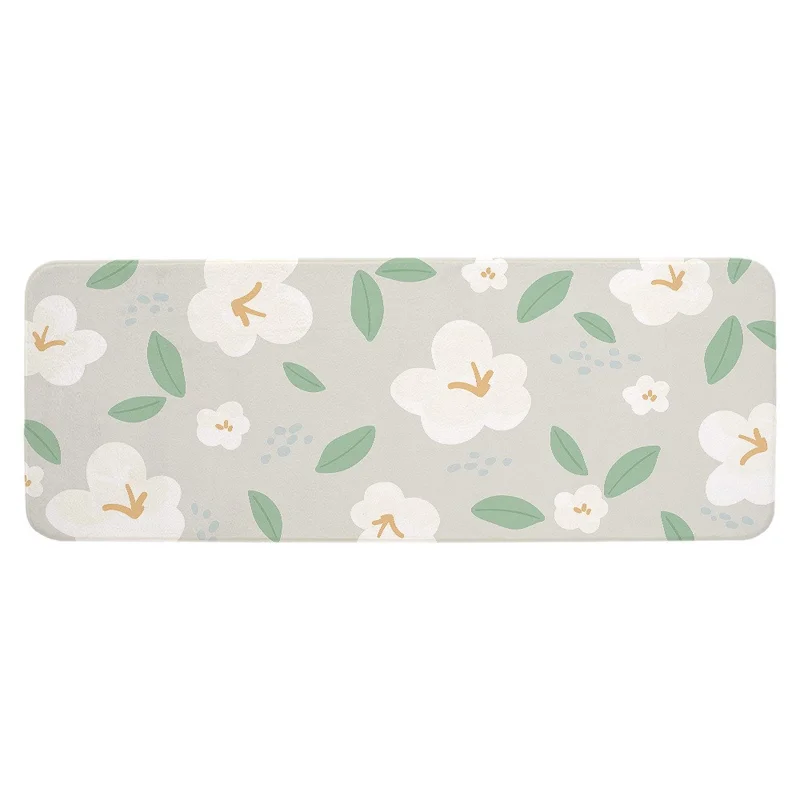 60 x 160cm Nordic Floral / Leaves Pattern Runner Rug for Bedroom Living Room Bay Window Lambswool Mat - Style A