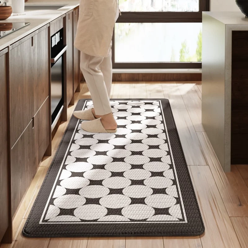 Tappetino da cucina in similpelle PU resistente all'olio, 50 x 150 cm, motivo classico, antiscivolo, spesso - Stile A