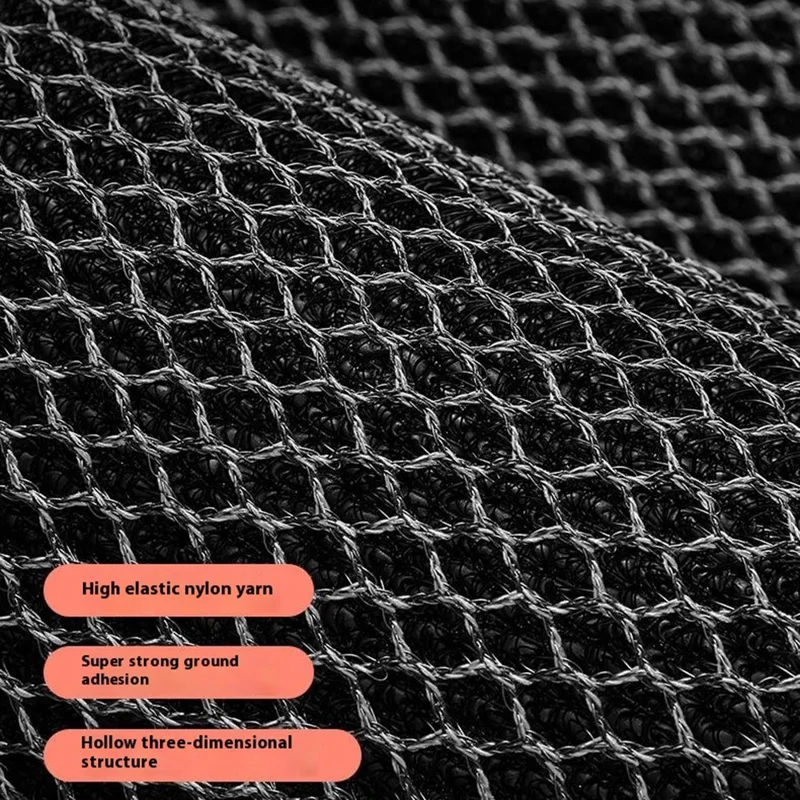 Alfombra de Entrada Semicircular de 60 x 90 cm, Forma Semicircular, Nailon Elástico de Alta Elasticidad, Antideslizante, Atrapa Suciedad - Negro / Gris