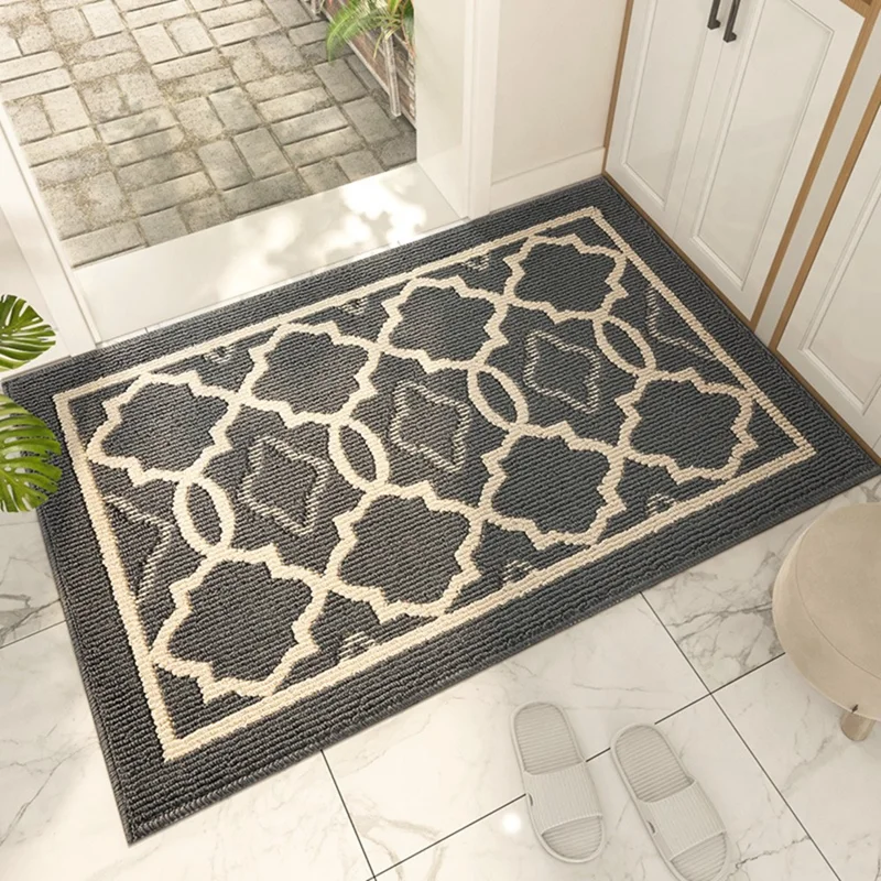 Tappetino per Ingresso 50 x 80 cm con Texture a Loop Cattura Sporco Antiscivolo per Interni ed Esterni - Grigio Scuro