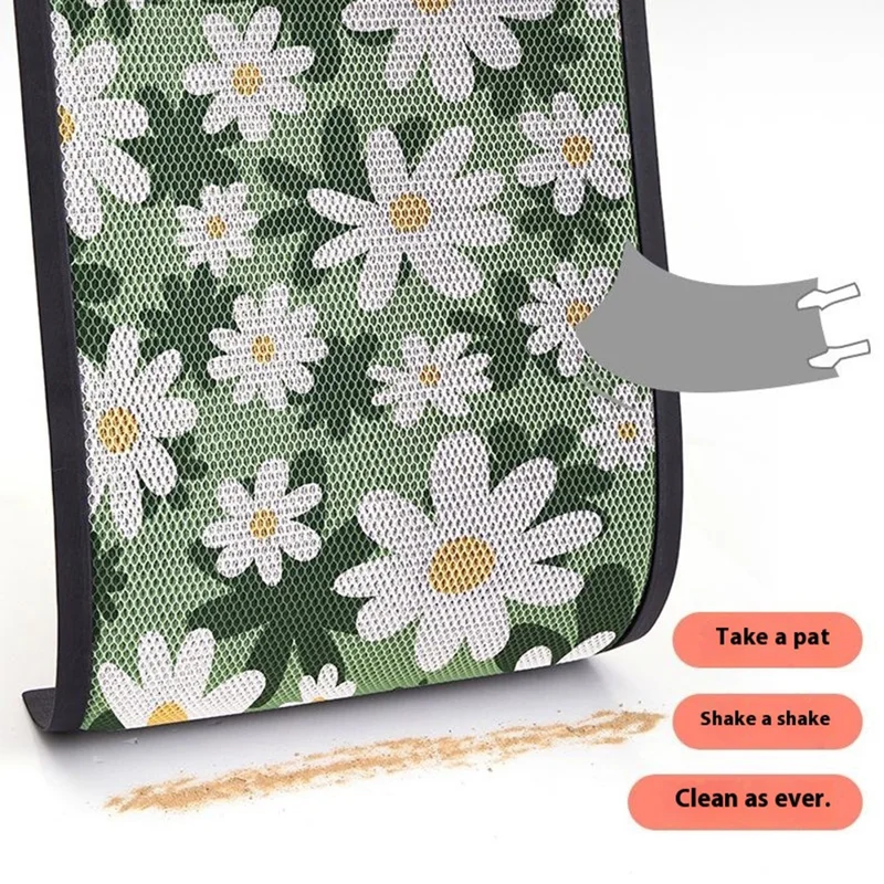 43 x 76cm Floral / Leaves Pattern Elastic Nylon Entrance Door Mat Anti Slip Dirt Trapping Rug - Style A