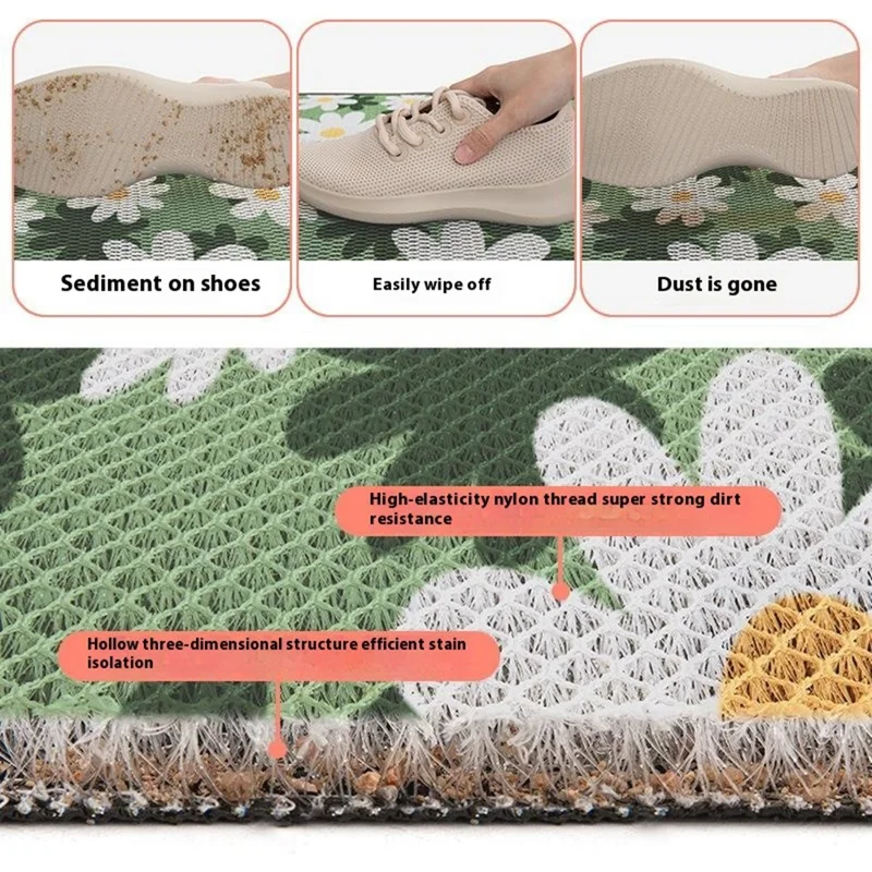 43 x 76cm Floral / Leaves Pattern Elastic Nylon Entrance Door Mat Anti Slip Dirt Trapping Rug - Style A