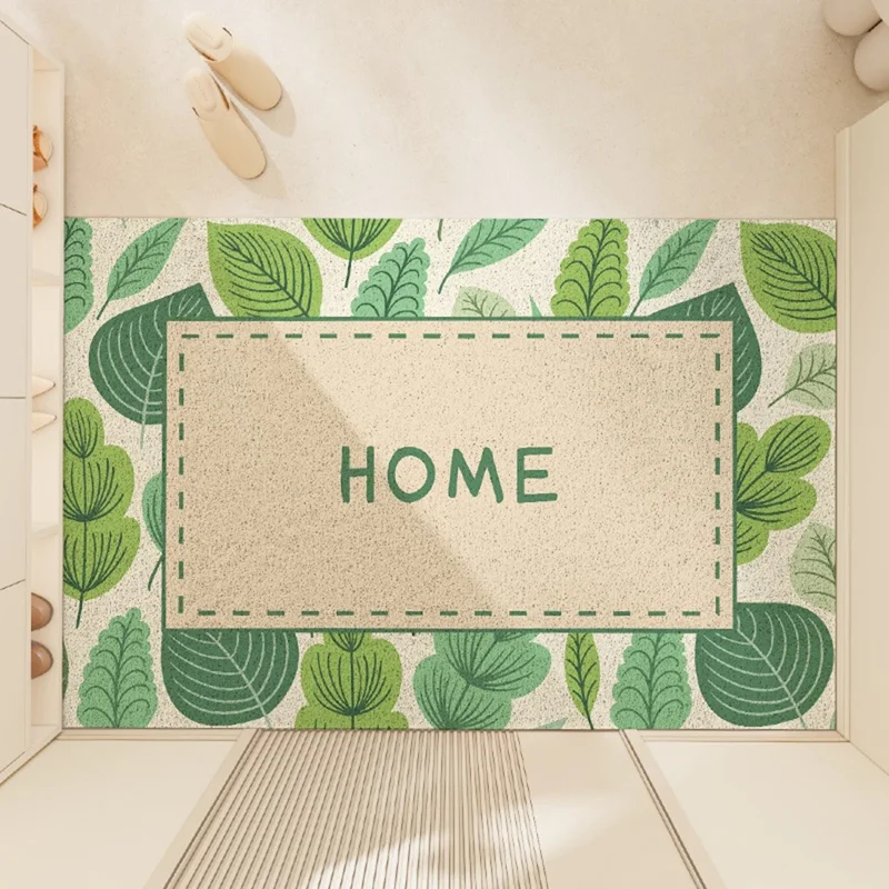 Tappetino per ingresso da 45 x 75 cm in stile Ins con motivo a foglie / floreale, antiscivolo e cattura sporco - Stile A