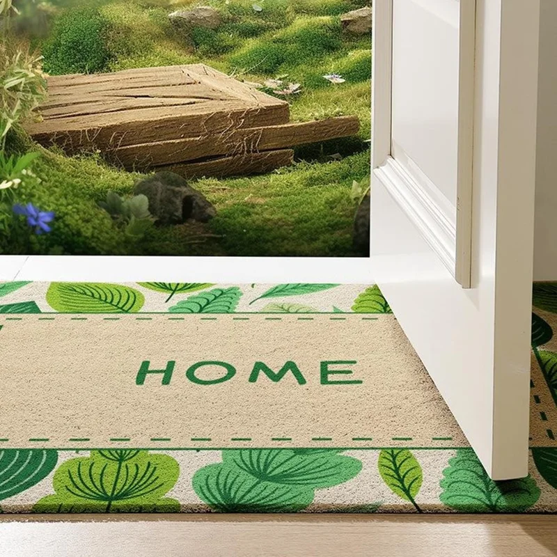 Tappetino per ingresso da 45 x 75 cm in stile Ins con motivo a foglie / floreale, antiscivolo e cattura sporco - Stile A