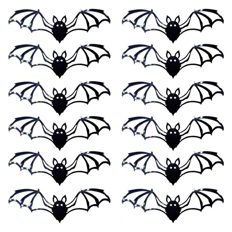 PJ4001 12 Pezzi / Set Adesivi Murali Pipistrelli 3D di Halloween in PVC Rimovibili Spaventosi per Camera da Letto e Soggiorno
