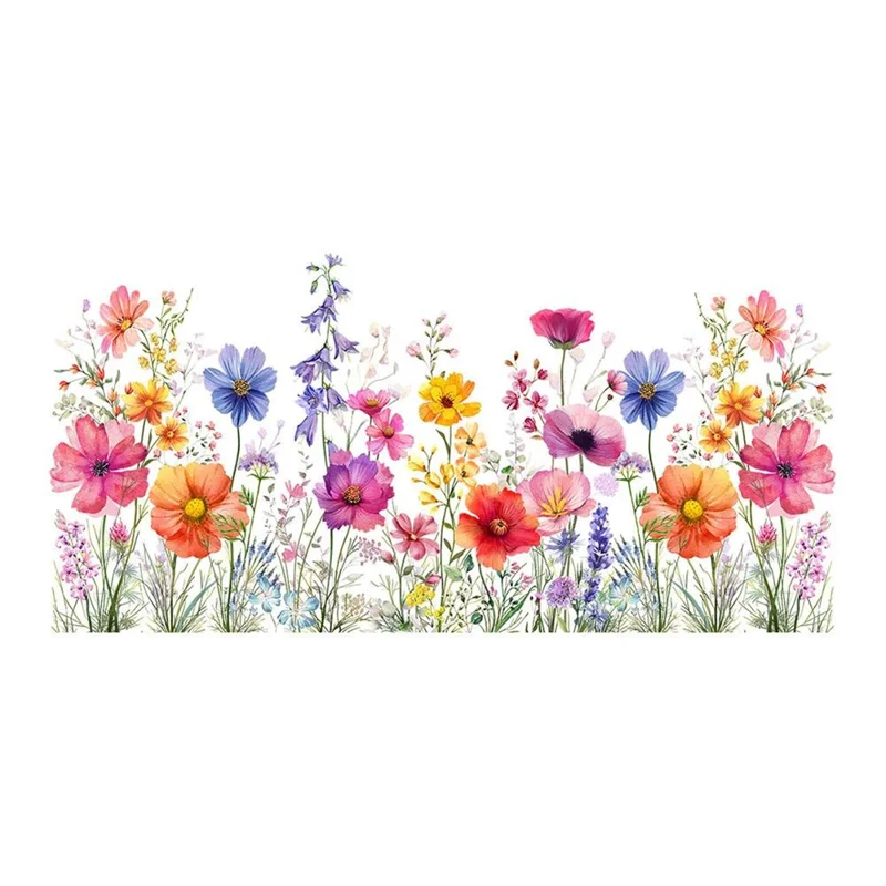 DJ3064 Colorful Floral Double Sided Window Sticker Removable PVC Wall Decal for Living Room Bedroom