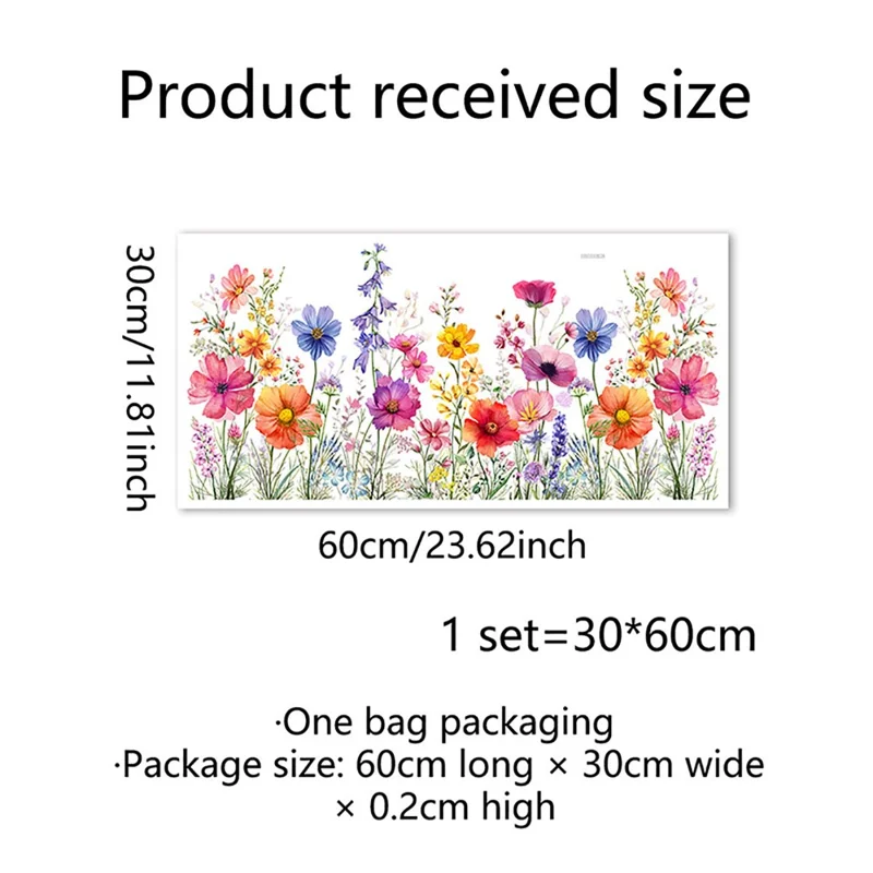 DJ3064 Colorful Floral Double Sided Window Sticker Removable PVC Wall Decal for Living Room Bedroom