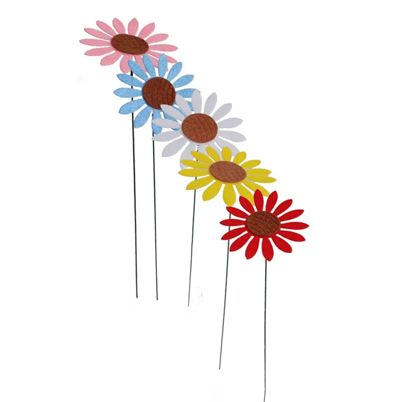5Pcs Multicolor Daisy / Sunflower Shape Garden Stake Outdoor Courtyard Patio Lawn Decoration - G118