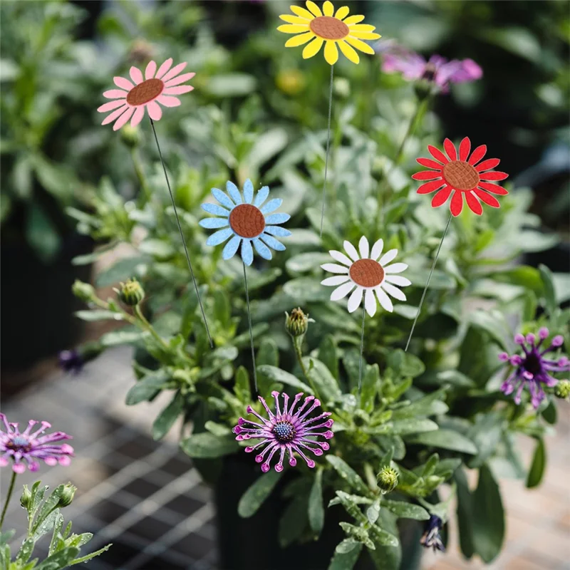 5Pcs Multicolor Daisy / Sunflower Shape Garden Stake Outdoor Courtyard Patio Lawn Decoration - G118