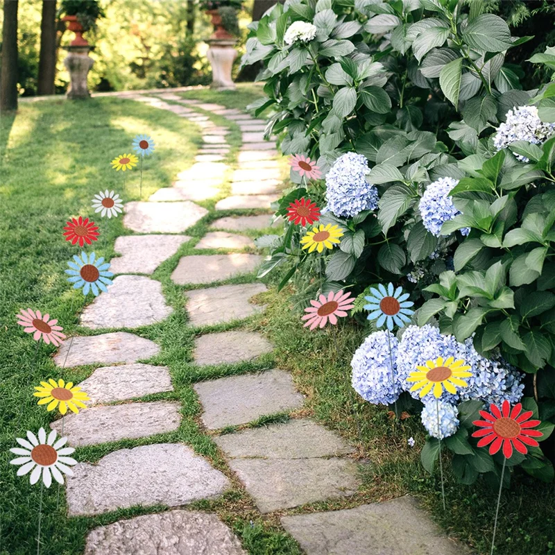 5Pcs Multicolor Daisy / Sunflower Shape Garden Stake Outdoor Courtyard Patio Lawn Decoration - G118