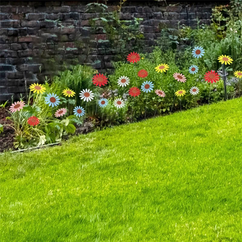 5Pcs Multicolor Daisy / Sunflower Shape Garden Stake Outdoor Courtyard Patio Lawn Decoration - G118