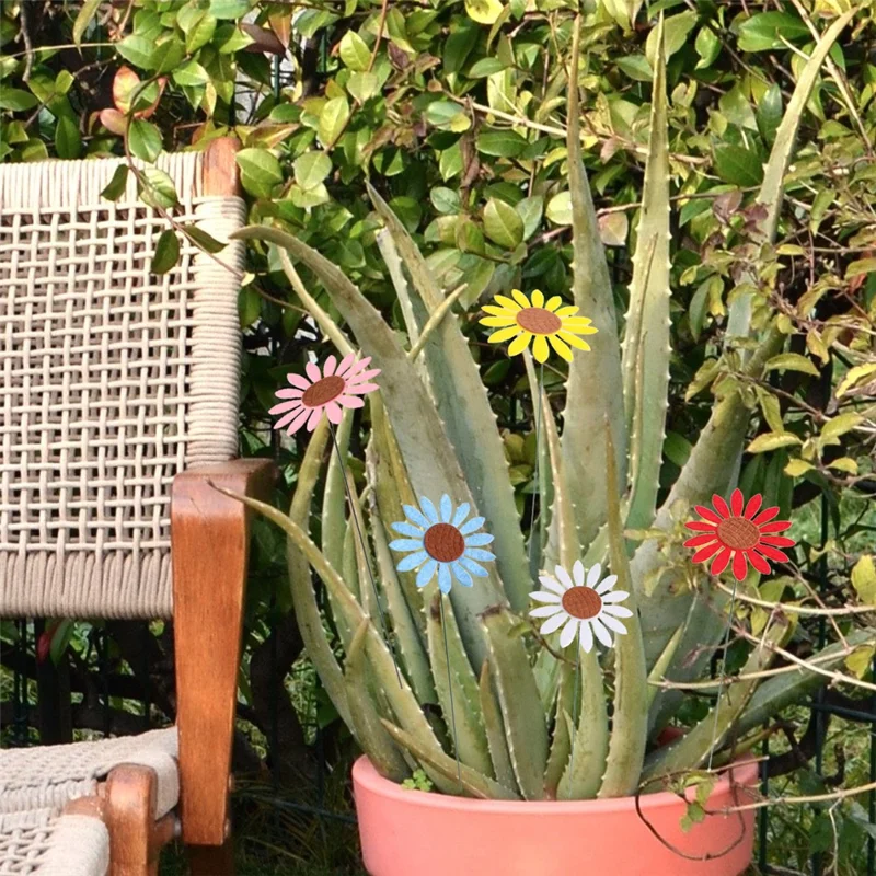 5Pcs Multicolor Daisy / Sunflower Shape Garden Stake Outdoor Courtyard Patio Lawn Decoration - G118