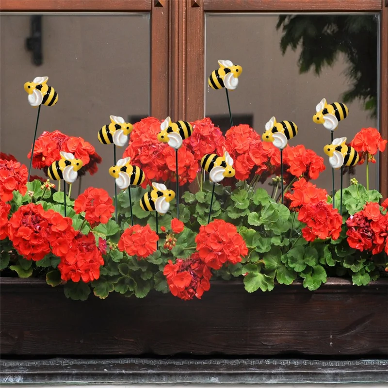 G333 Set di 10 pezzi Decorazioni da giardino Insetti artificiali Ape Ornamenti per prato Decorazione realistica per giardino all'aperto