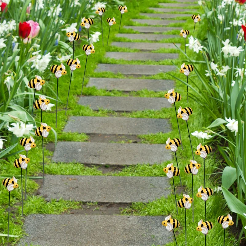 G333 Set di 10 pezzi Decorazioni da giardino Insetti artificiali Ape Ornamenti per prato Decorazione realistica per giardino all'aperto