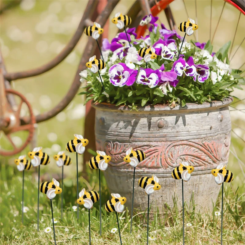 G333 Set di 10 pezzi Decorazioni da giardino Insetti artificiali Ape Ornamenti per prato Decorazione realistica per giardino all'aperto