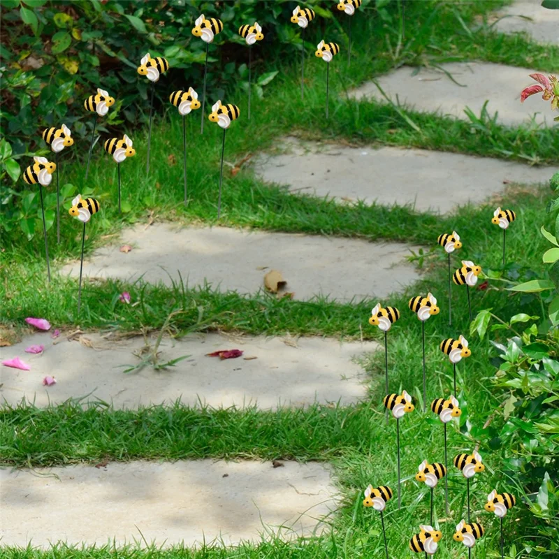 G333 Set di 10 pezzi Decorazioni da giardino Insetti artificiali Ape Ornamenti per prato Decorazione realistica per giardino all'aperto