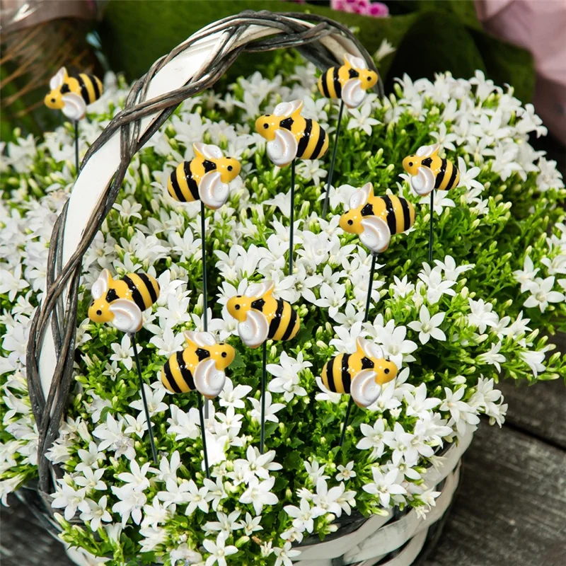 G333 Set di 10 pezzi Decorazioni da giardino Insetti artificiali Ape Ornamenti per prato Decorazione realistica per giardino all'aperto