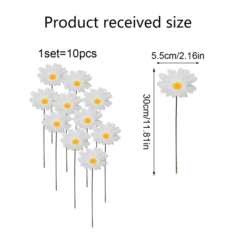 G329 Set da 10 Pezzi di Paletti Decorativi a Forma di Margherita per Giardino, Cortile e Patio
