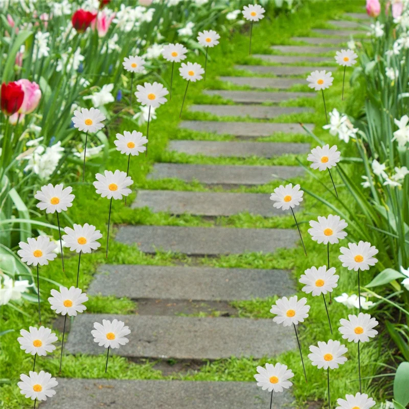G329 Set da 10 Pezzi di Paletti Decorativi a Forma di Margherita per Giardino, Cortile e Patio
