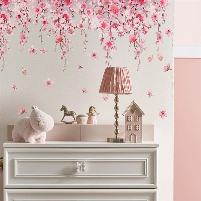 Sticker mural amovible en rotin et fleurs Papier peint décoratif étanche en PVC à adhésif