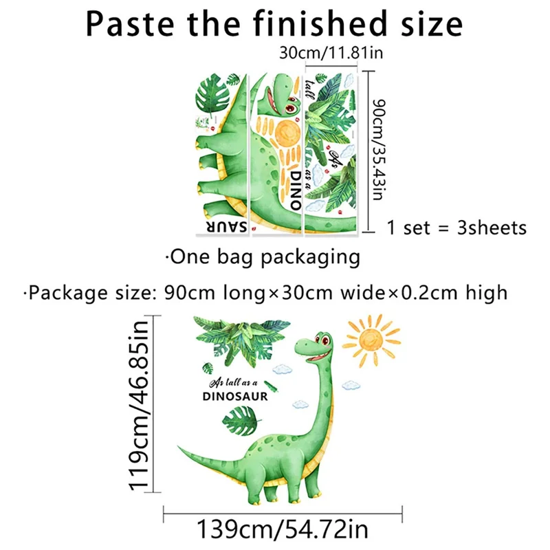 Sticker mural Dinosaure Cartoon Autocollant Décoratif Amovible en PVC pour Chambre d'Enfants - BM2062