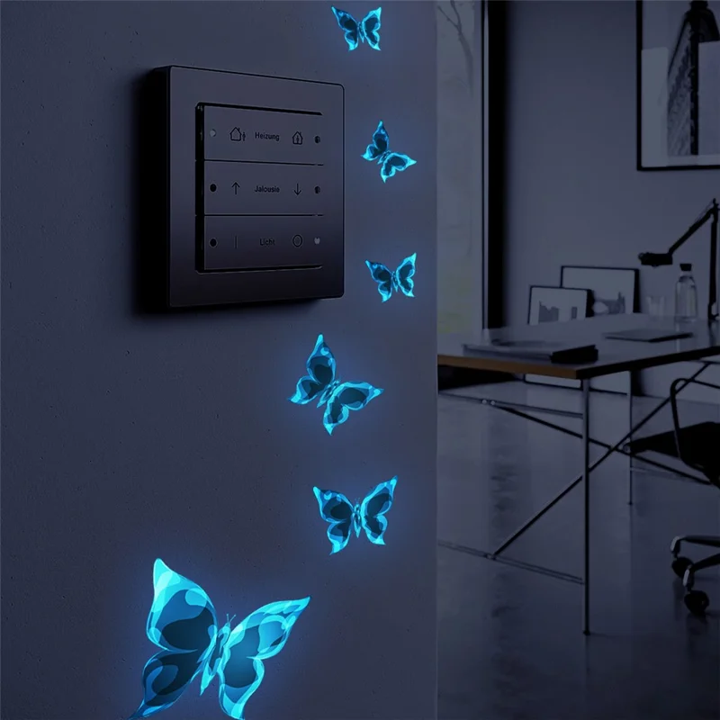 Glow in the Dark Butterfly Light Switch Stickers Self Adhesive Wall Decals for Bedroom Living Room Decoration